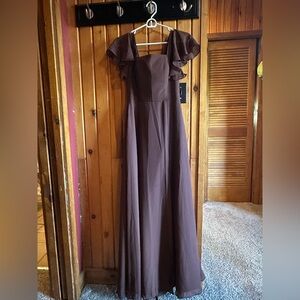 Espresso Chiffon Bridesmaids Dress New With Tag Size 4